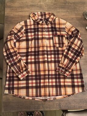 Style & Co. Plaid Button-Down Shirt - Tan, Brown & Red